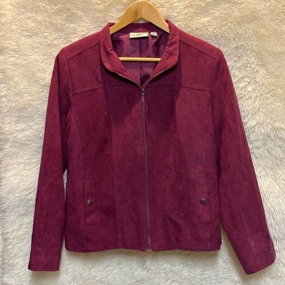 STUDIO Works | Suede Zip Up Blazer Jacket | Size: 12 | Maroon - Picture 1 of 9